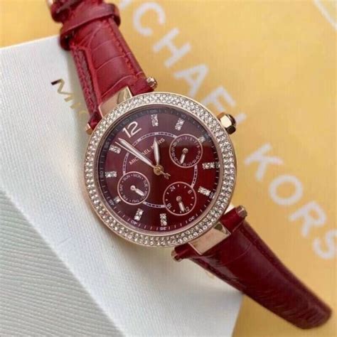 Đồng hồ Michael Kors nữ dây da màu đỏ MK6451 Mini Parker Red